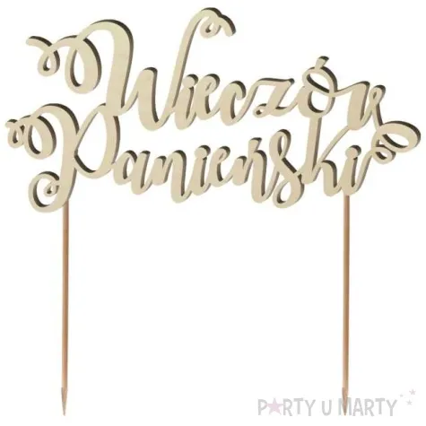 topper drewniany wieczor panienski zakrecony 16 5 x 16 cm