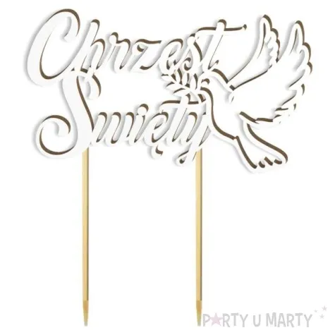 topper laminowany chrzest swiety golebica bialy 14 5 x 16 cm