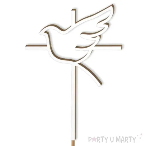 topper laminowany komunia sw ihs krzyz i golebica bialy 24 cm