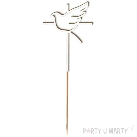 topper laminowany komunia sw ihs krzyz i golebica bialy 24 cm