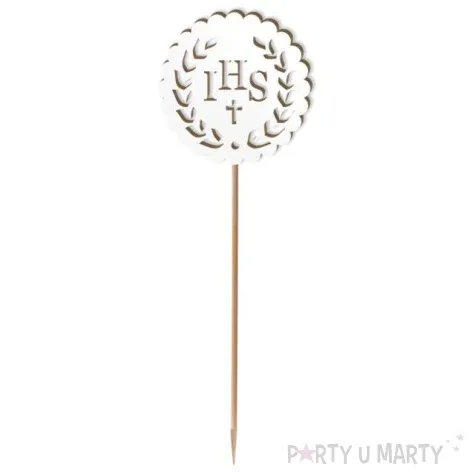 topper laminowany komunia sw ihs listki bialy 23 5 cm