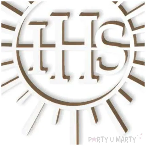 topper laminowany komunia sw ihs promienie bialy 24 cm