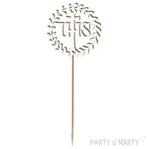 topper laminowany komunia sw ihs wieniec bialy 24 cm