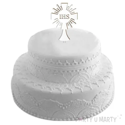 topper laminowany komunia sw kielich z hostia bialy 17 5 cm
