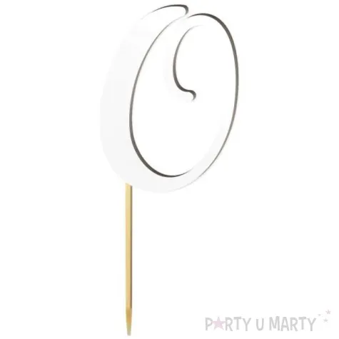 topper laminowany liczba 0 bialy 18 cm