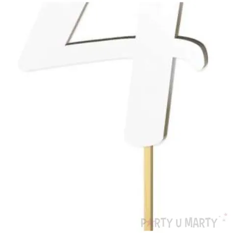 topper laminowany liczba 4 bialy 18 cm