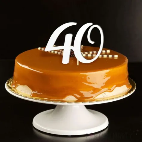 topper laminowany liczba 40 bialy 18 cm