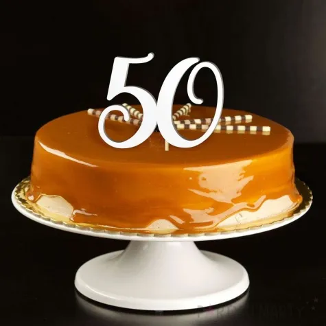 topper laminowany liczba 50 bialy 18 cm