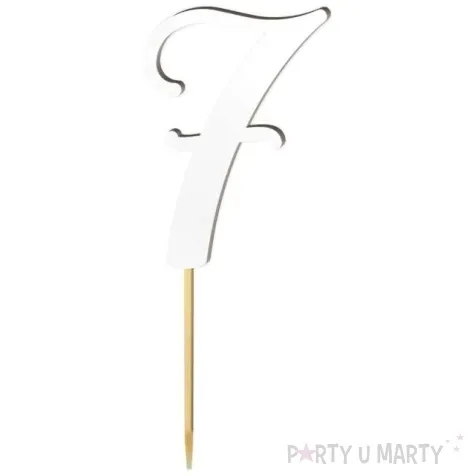 topper laminowany liczba 7 bialy 18 cm