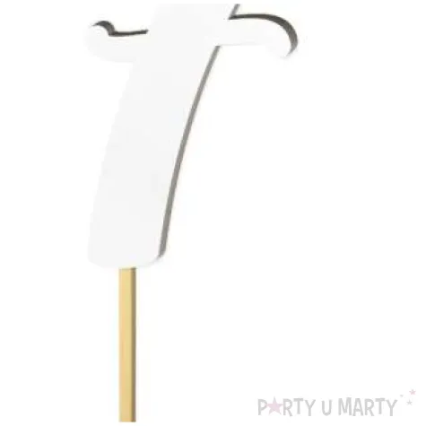 topper laminowany liczba 7 bialy 18 cm