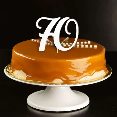 topper laminowany liczba 70 bialy 18 cm