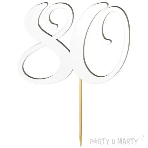 topper laminowany liczba 80 bialy 18 cm