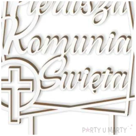 topper laminowany pierwsza komunia sw golebica bialy 19 5 cm