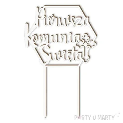 topper laminowany pierwsza komunia sw heksagon bialy 19 5 cm