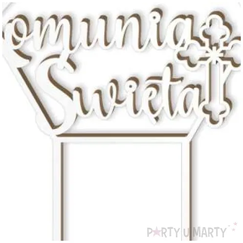 topper laminowany pierwsza komunia sw heksagon bialy 19 5 cm