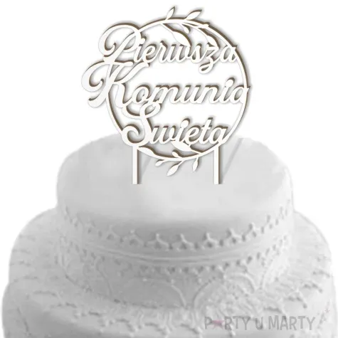 topper laminowany pierwsza komunia sw kolo bialy 19 5 cm