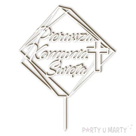 topper laminowany pierwsza komunia sw kwadrat bialy 19 5 cm