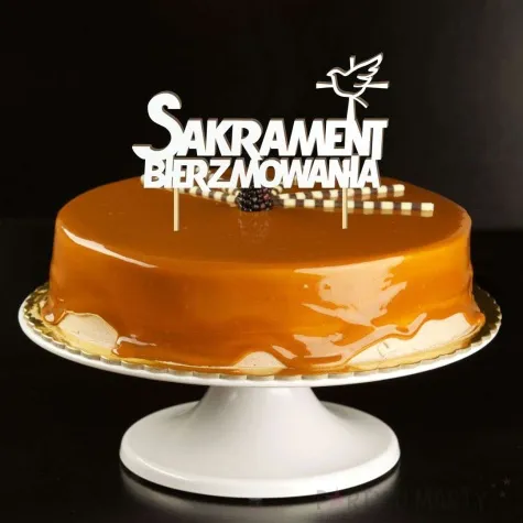 topper laminowany sakrament bierzmowania krzyz bialy 17 x 18 cm