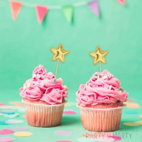 topper materialowy gwiazdki metaliczne zloty 7 7 5 szt