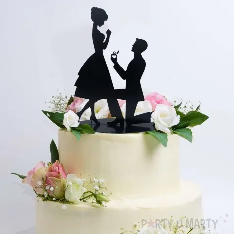 topper metalowy para mloda zareczymy czarny dekora 18 cm