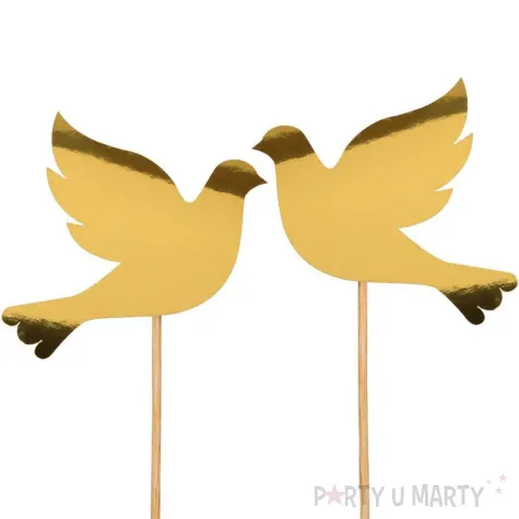 topper na tort komunia swieta lustrzane golebie zloty czakos