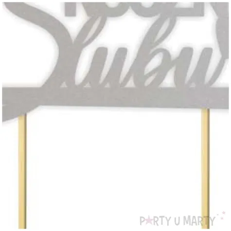 topper papierowy 15 rocznica slubu srebrny 15 5 x 17 5 cm