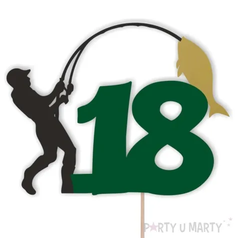 topper papierowy 18 urodziny wedkarza 12 x 17 cm