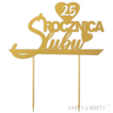 topper papierowy 25 rocznica slubu zloty 15 5 x 17 5 cm