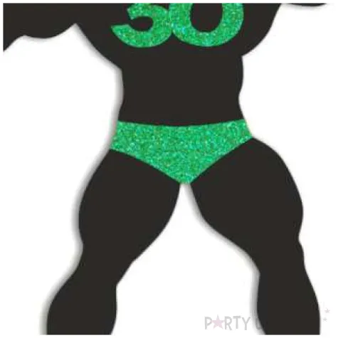 topper papierowy 30 urodziny hot man kulturysta czarny zielony brokat 11 5 x 20 cm