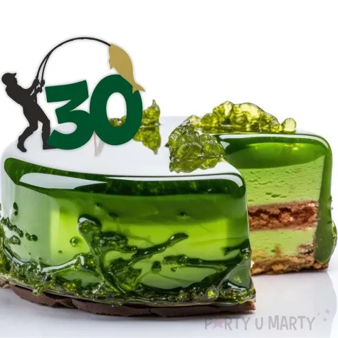 topper papierowy 30 urodziny wedkarza 12 x 17 cm