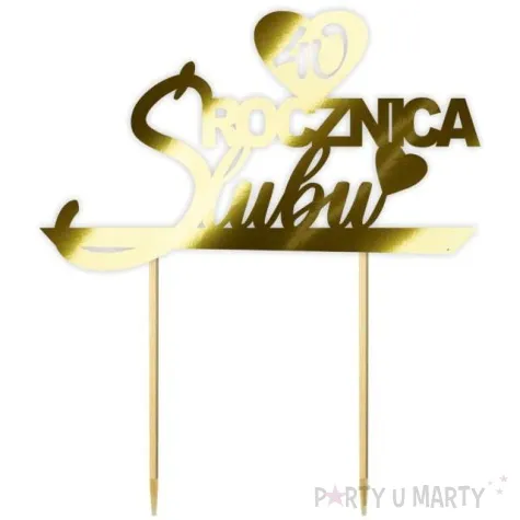 topper papierowy 40 rocznica slubu zloty metalic 15 5 x 17 5 cm