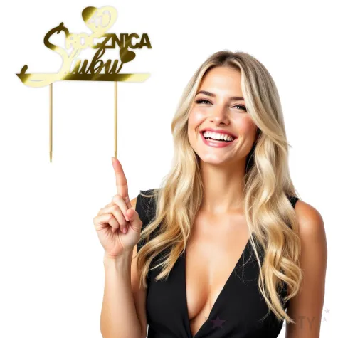 topper papierowy 40 rocznica slubu zloty metalic 15 5 x 17 5 cm