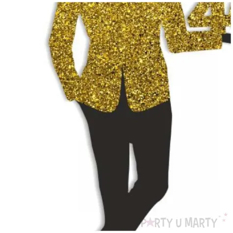 topper papierowy 40 urodziny hot man garnitur czarny zloty brokat 7 5 x 18 cm