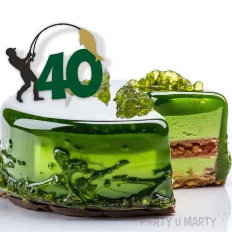 topper papierowy 40 urodziny wedkarza 12 x 17 cm