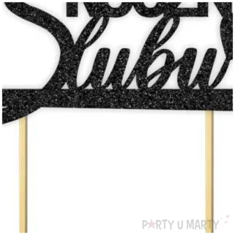 topper papierowy 45 rocznica slubu czarny brokat 15 5 x 17 5 cm