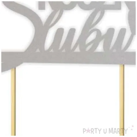 topper papierowy 5 rocznica slubu srebrny 15 5 x 17 5 cm