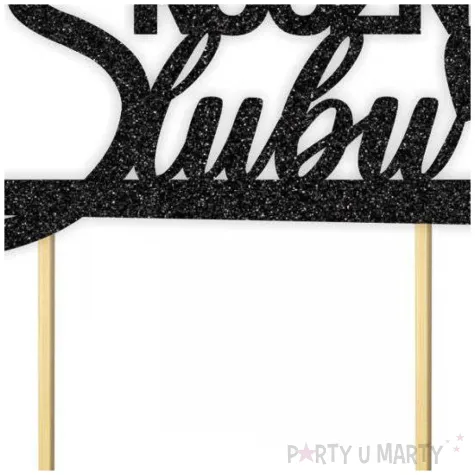 topper papierowy 50 rocznica slubu czarny brokat 15 5 x 17 5 cm