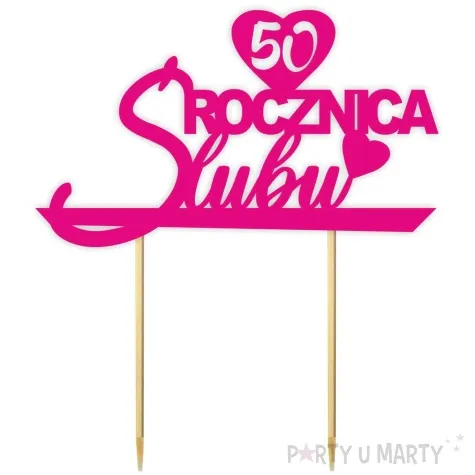 topper papierowy 50 rocznica slubu fuksja 15 5 x 17 5 cm