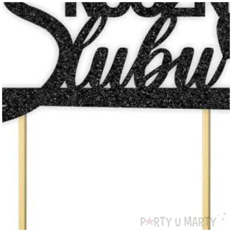 topper papierowy 55 rocznica slubu czarny brokat 15 5 x 17 5 cm