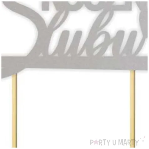 topper papierowy 60 rocznica slubu srebrny 15 5 x 17 5 cm