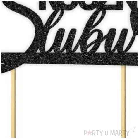 topper papierowy 65 rocznica slubu czarny brokat 15 5 x 17 5 cm