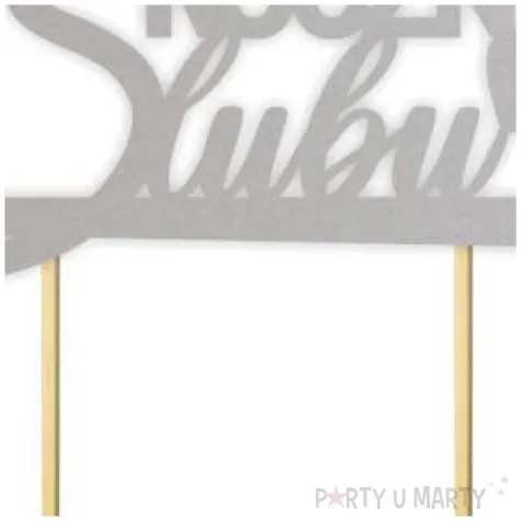 topper papierowy 75 rocznica slubu srebrny 15 5 x 17 5 cm