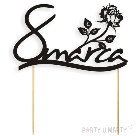 topper papierowy 8 marca czarna 17 cm