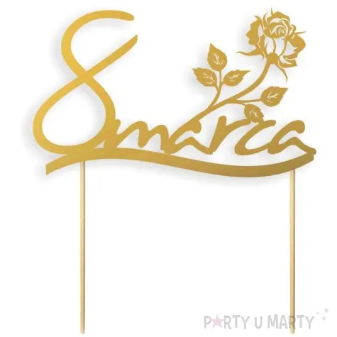 topper papierowy 8 marca zlota 17 cm