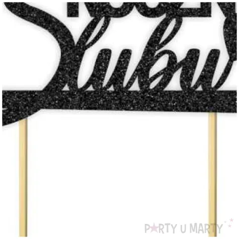 topper papierowy 80 rocznica slubu czarny brokat 15 5 x 17 5 cm