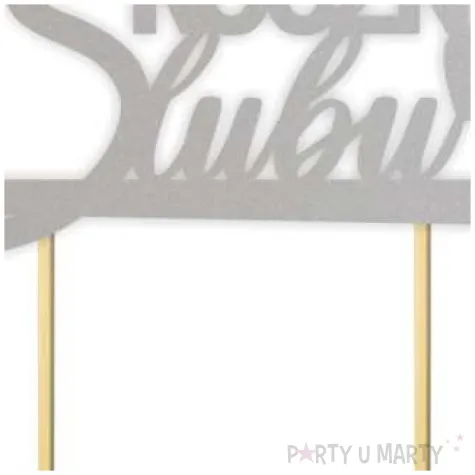 topper papierowy 80 rocznica slubu srebrny 15 5 x 17 5 cm