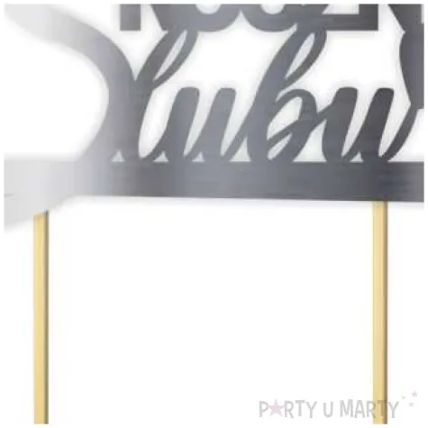 topper papierowy 80 rocznica slubu srebrny metalic 15 5 x 17 5 cm