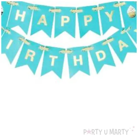 topper papierowy baner happy birthday niebieski godan 20x25 cm