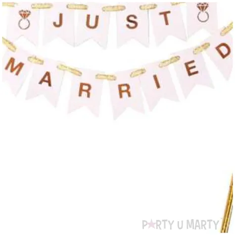 topper papierowy baner just married zloty godan 25 cm