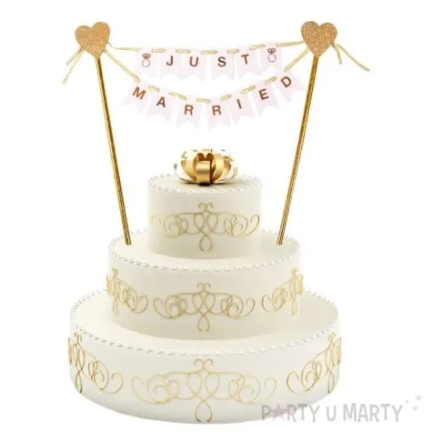 topper papierowy baner just married zloty godan 25 cm